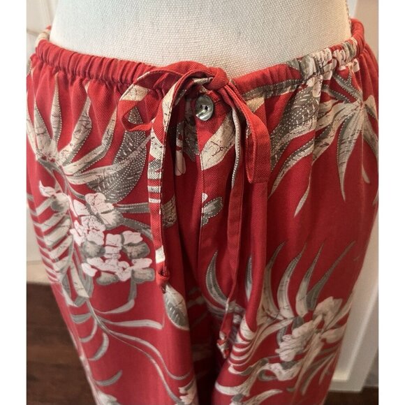 Tommy Bahama Women's Med Beach Floral Relax Palms Drawstring 100% Silk Pants - Picture 2 of 8